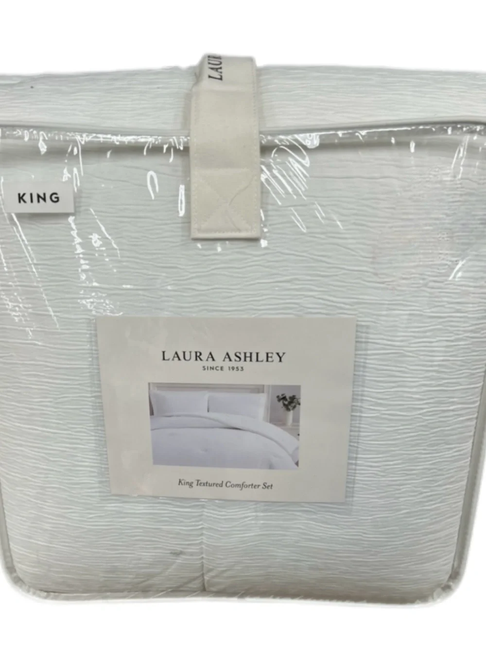 Laura Ashley White Textured King Comforter Set 108”x96”
